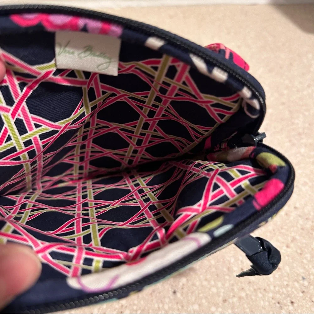 Vera Bradley Mini Hipster Navy Floral Quilted Crossbody in Ribbons Retired EUC